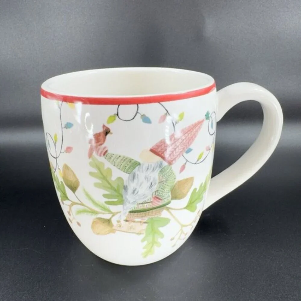 Pottery Barn FOREST GNOME MUG Holiday Christmas 22oz‎ Coffee Mug Ceramic Single